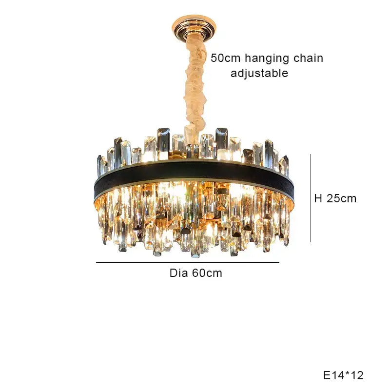 Modern gold crystal leather chandelier living room led light