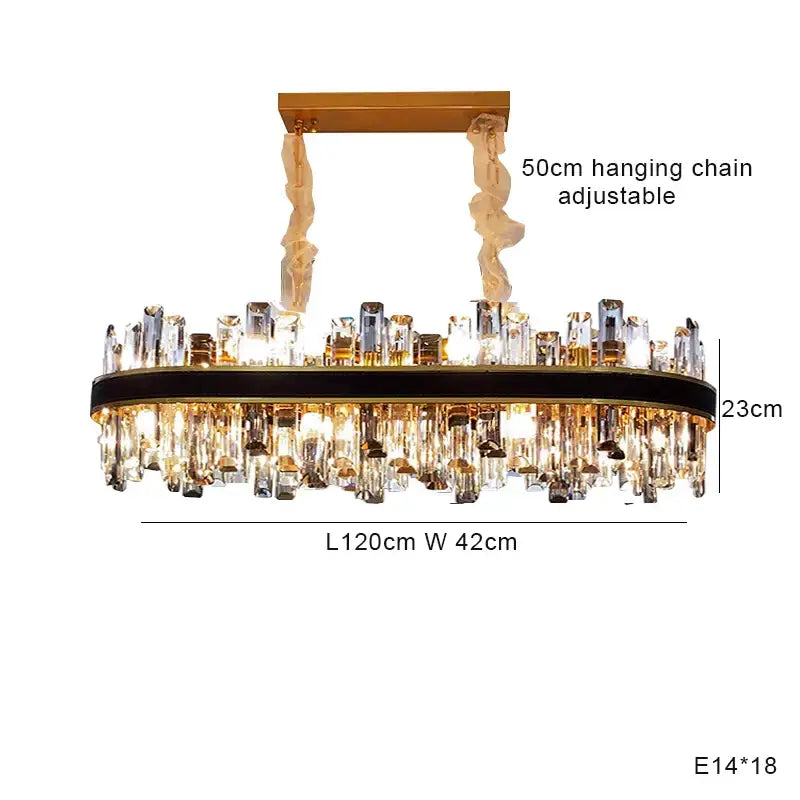 Modern gold crystal leather chandelier living room led light