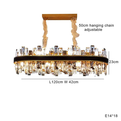 Modern gold crystal leather chandelier living room led light