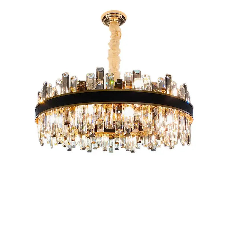 Modern gold crystal leather chandelier living room led light