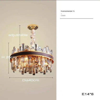 Modern gold crystal leather chandelier living room led light