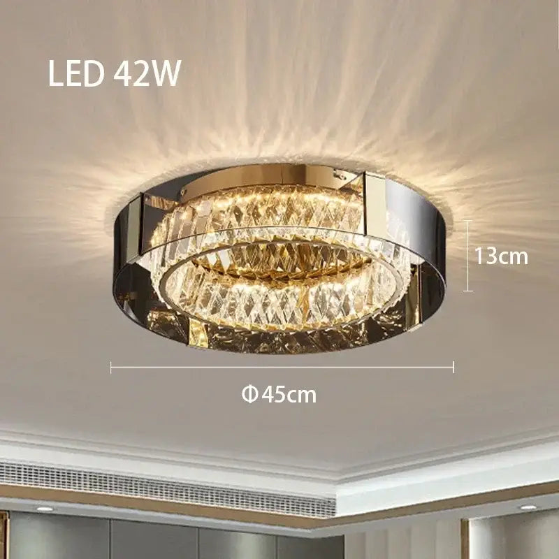 Modern gold crystal led ceiling chandelier bedroom light