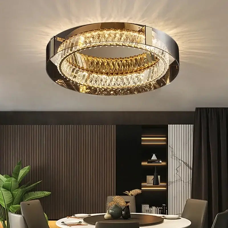 Modern gold crystal led ceiling chandelier bedroom light