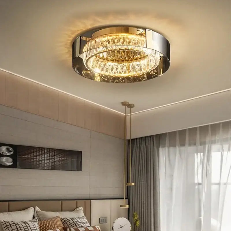 Modern gold crystal led ceiling chandelier bedroom light