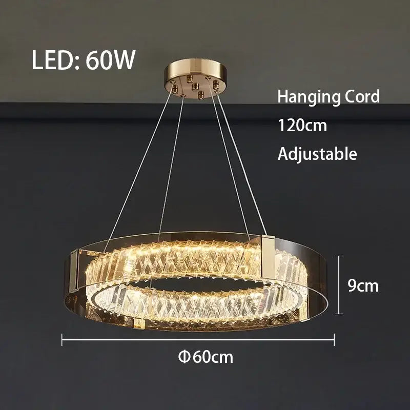 Modern gold crystal led ceiling chandelier bedroom light