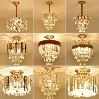 Modern gold crystal led ceiling chandelier for dining room
