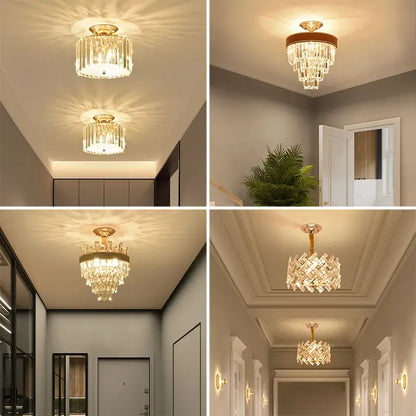 Modern gold crystal led ceiling chandelier for dining room