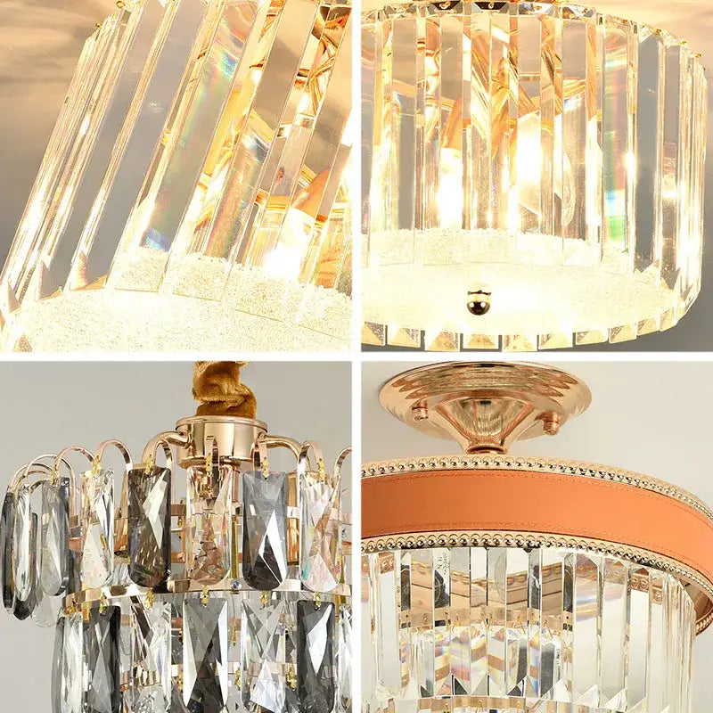 Modern gold crystal led ceiling chandelier for dining room