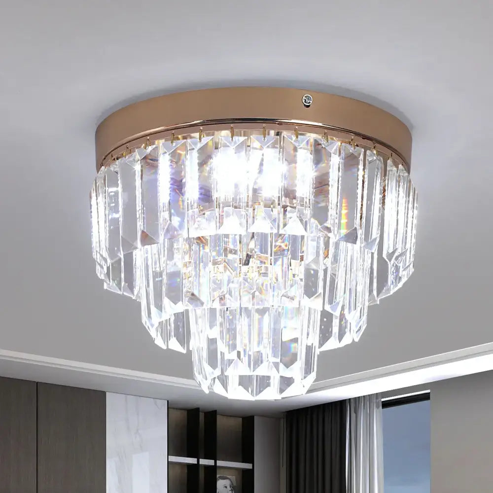 Modern gold crystal led ceiling chandelier for dining room