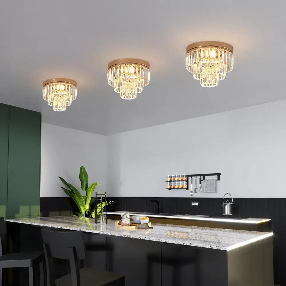 Modern gold crystal led ceiling chandelier for dining room