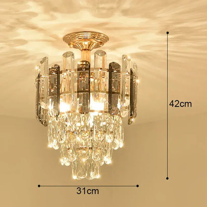 Modern gold crystal led ceiling chandelier for dining room