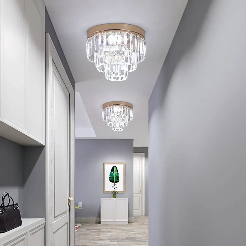 Modern gold crystal led ceiling chandelier for dining room