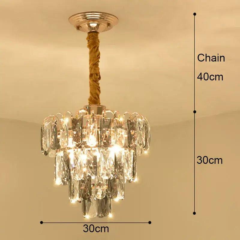 Modern gold crystal led ceiling chandelier for dining room