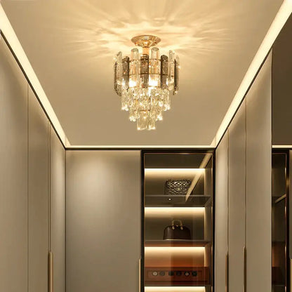 Modern gold crystal led ceiling chandelier for dining room