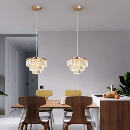 Modern gold crystal led ceiling chandelier for dining room