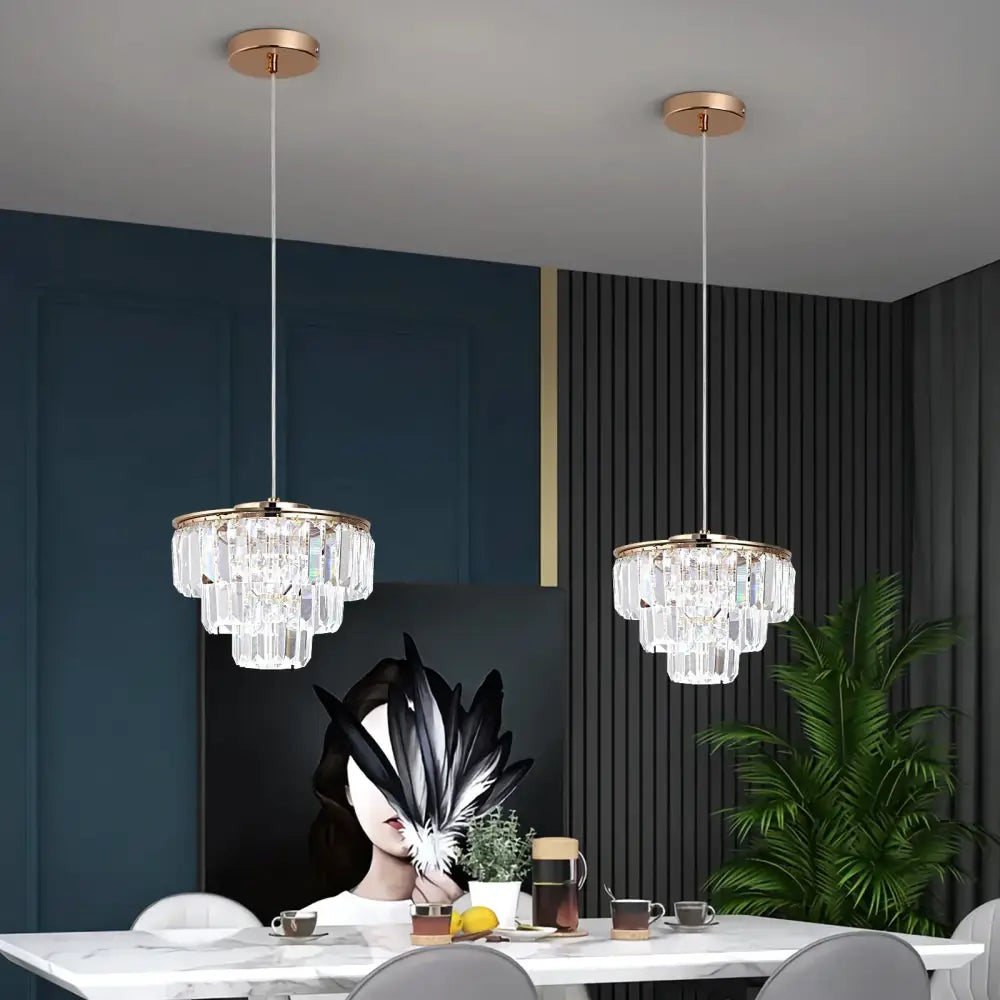 Modern gold crystal led ceiling chandelier for dining room