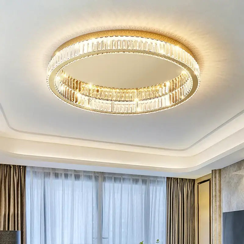 Modern gold crystal led ceiling chandelier for living room