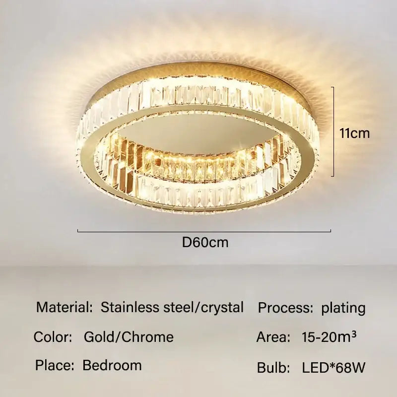 Modern gold crystal led ceiling chandelier for living room lighting