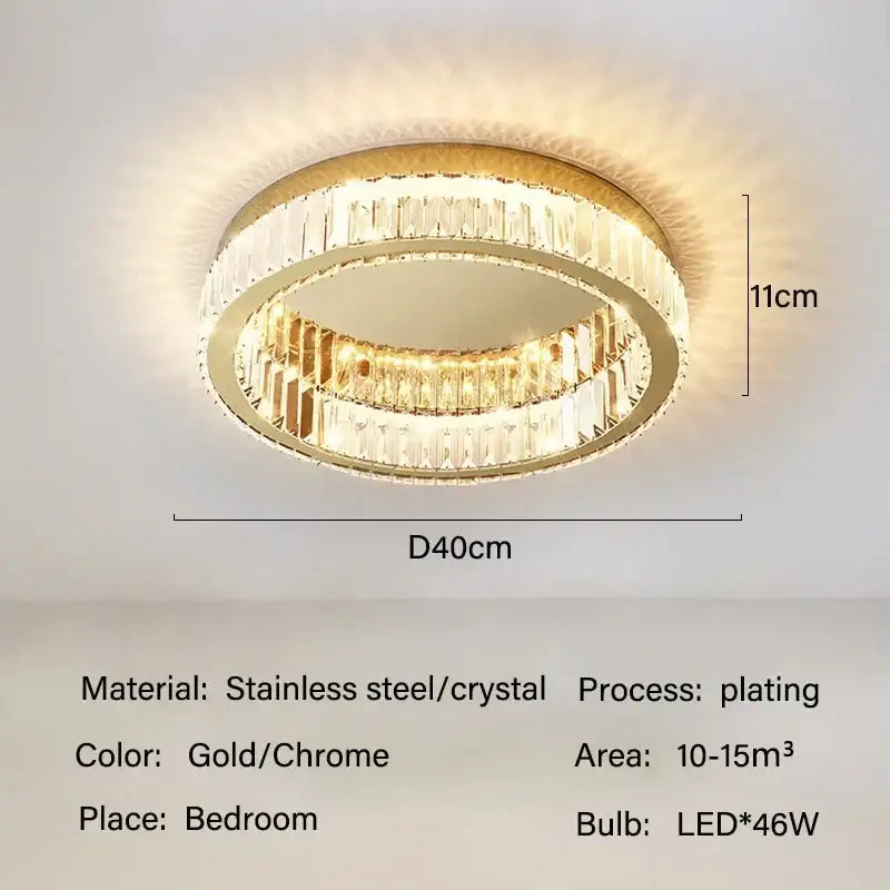 Modern gold crystal led ceiling chandelier for living room lighting