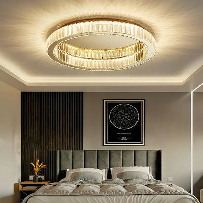 Modern gold crystal led ceiling chandelier for living room lighting