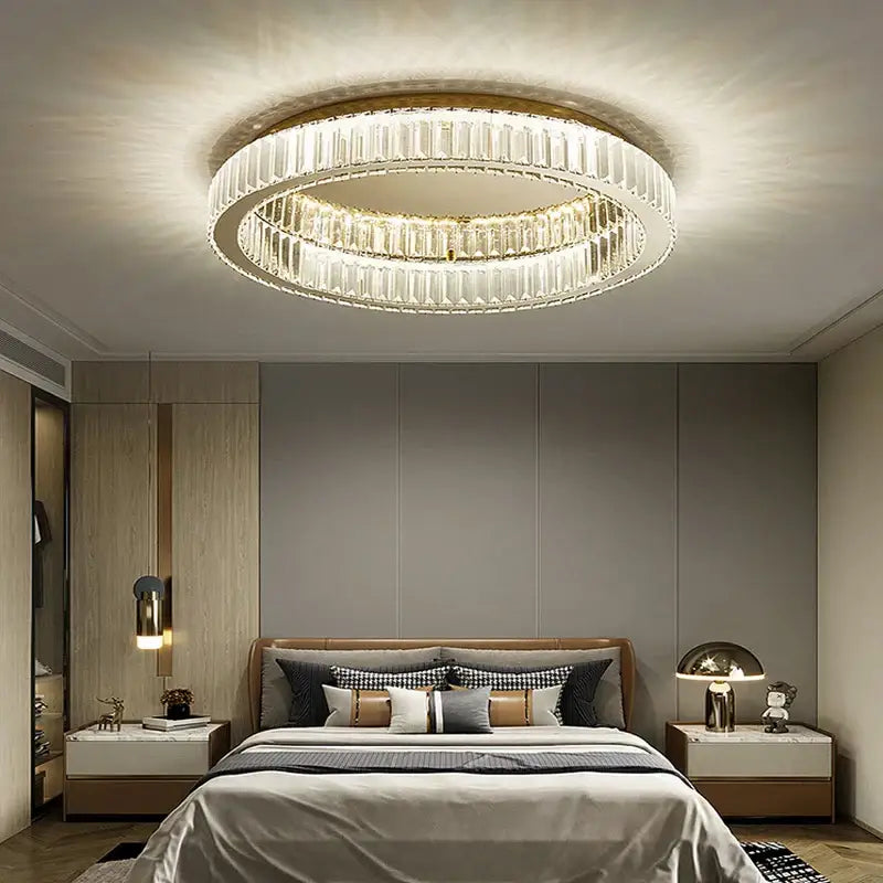 Modern gold crystal led ceiling chandelier for living room lighting
