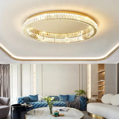 Modern gold crystal led ceiling chandelier for living room lighting