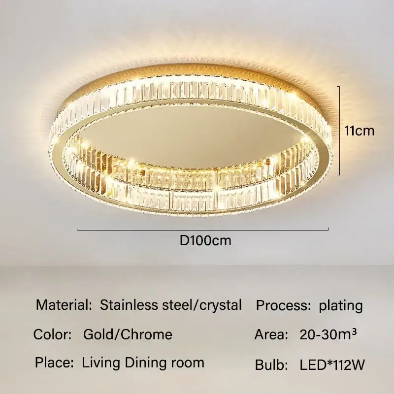 Modern gold crystal led ceiling chandelier for living room