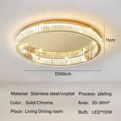 Modern gold crystal led ceiling chandelier for living room