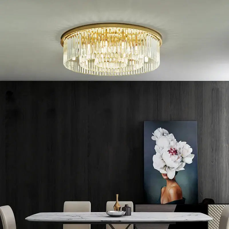 Modern gold crystal led ceiling chandelier for living room