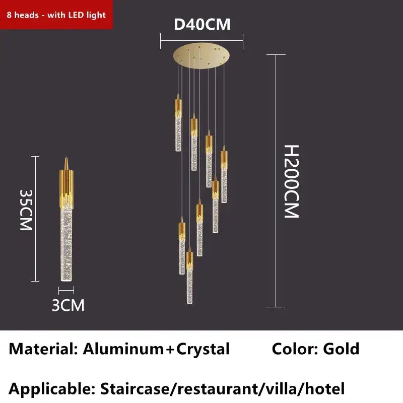 Modern gold crystal led ceiling chandelier for luxury dining room