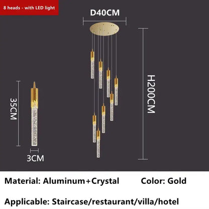 Modern gold crystal led ceiling chandelier for luxury dining room