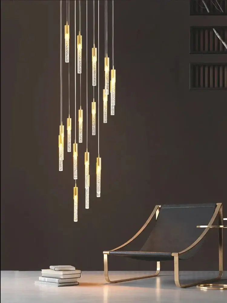Modern gold crystal led ceiling chandelier for luxury dining room