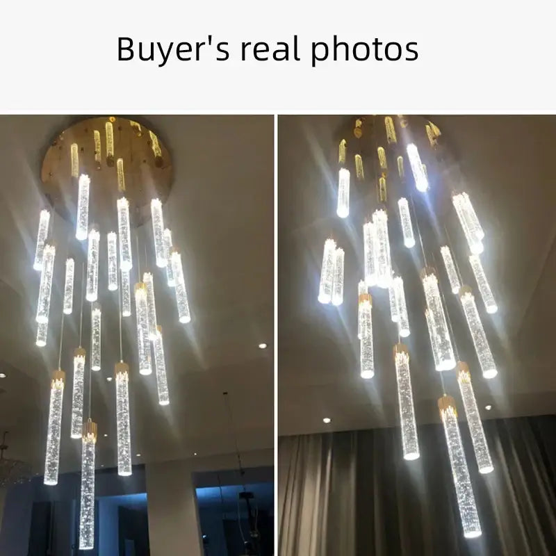 Modern gold crystal led ceiling chandelier for luxury dining room