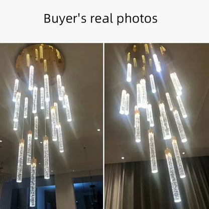 Modern gold crystal led ceiling chandelier for luxury dining room
