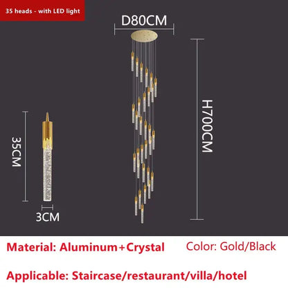 Modern gold crystal led ceiling chandelier for luxury dining room