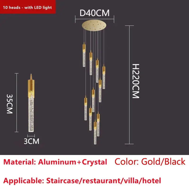 Modern gold crystal led ceiling chandelier for luxury dining room