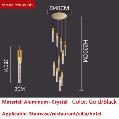 Modern gold crystal led ceiling chandelier for luxury dining room