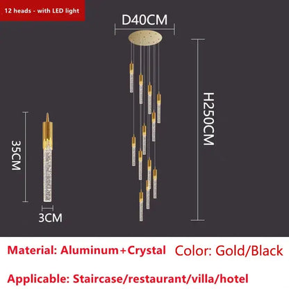 Modern gold crystal led ceiling chandelier for luxury dining room