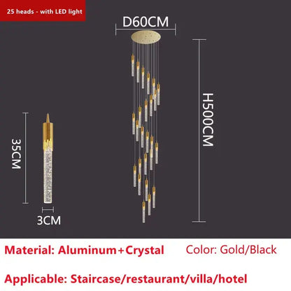 Modern gold crystal led ceiling chandelier for luxury dining room