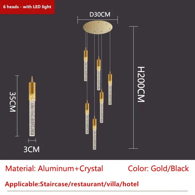 Modern gold crystal led ceiling chandelier for luxury dining room