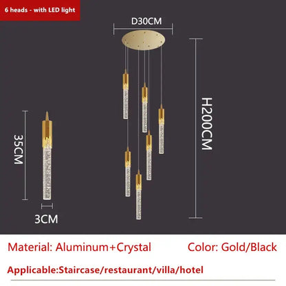 Modern gold crystal led ceiling chandelier for luxury dining room