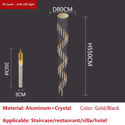 Modern gold crystal led ceiling chandelier for luxury dining room