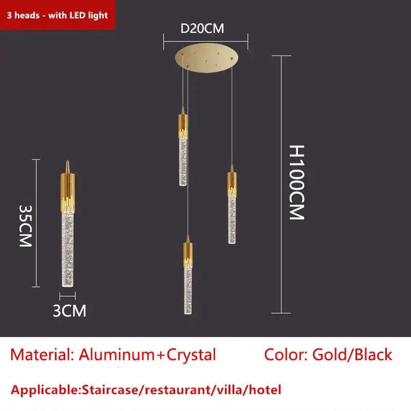 Modern gold crystal led ceiling chandelier for luxury dining room