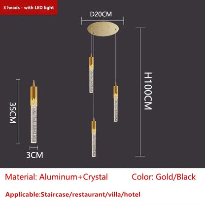 Modern gold crystal led ceiling chandelier for luxury dining room