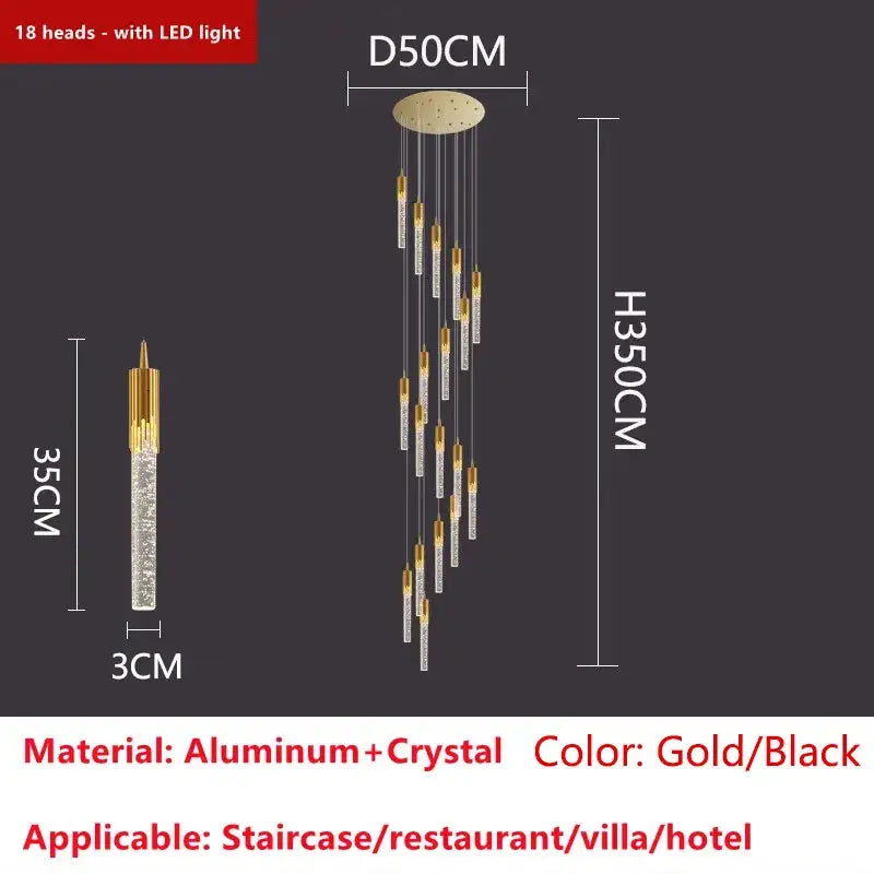 Modern gold crystal led ceiling chandelier for luxury dining room