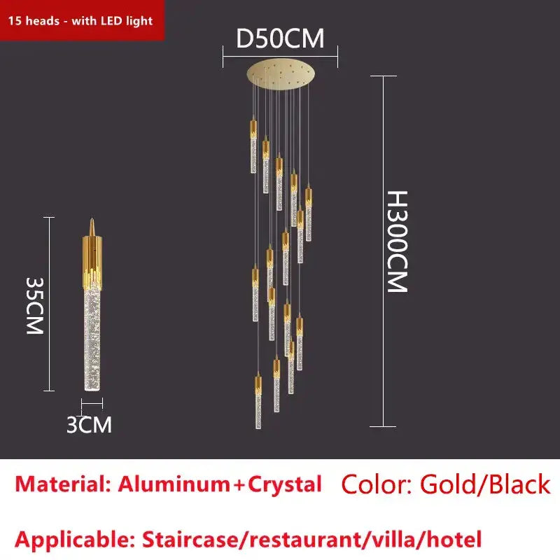 Modern gold crystal led ceiling chandelier for luxury dining room