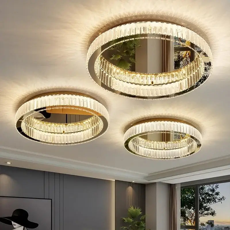 Modern gold crystal led ceiling chandelier – living room lighting