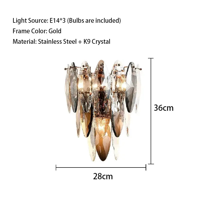Modern gold crystal led ceiling chandelier living room pendant light