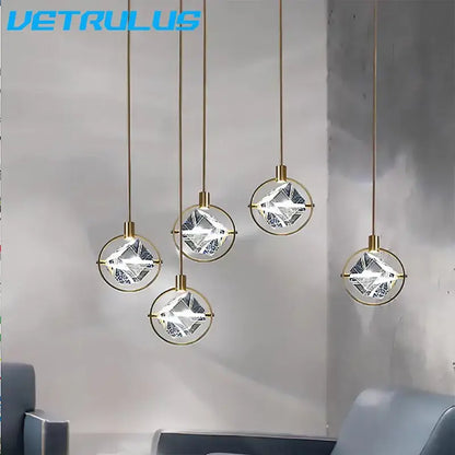 Modern gold crystal led ceiling lamp dining room pendant lights