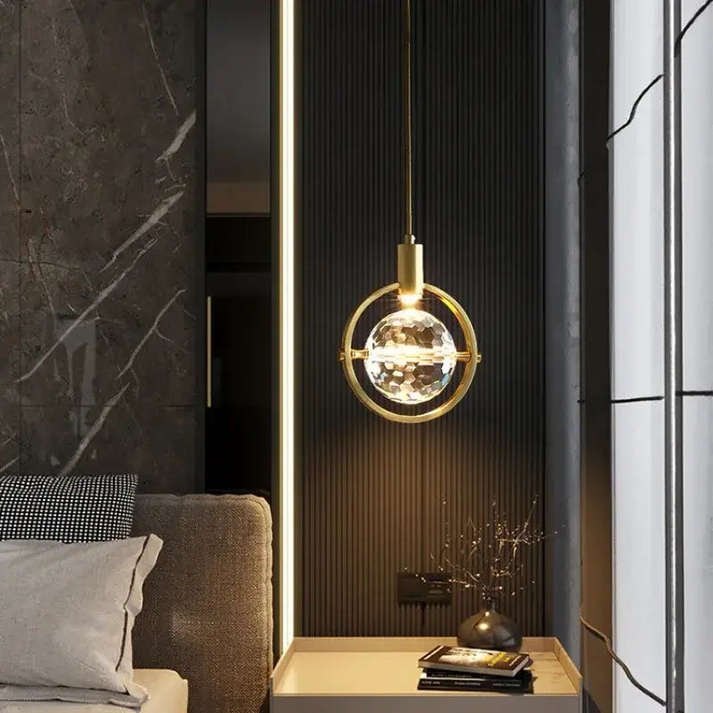 Modern gold crystal led ceiling lamp dining room pendant lights